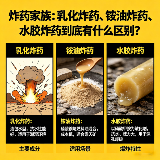 伊宁县炸药家族：乳化炸药、铵油炸药、水胶炸药到底有什么区别？